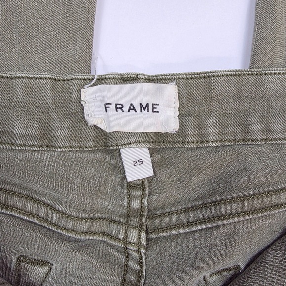 FRAME Le Crop Mini Boot Jeans Army Green Size 25 - Picture 4 of 5